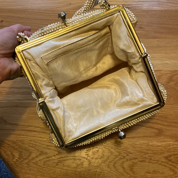 bead Vintage 1950's Antique Ivory Floral Beaded Purse in excellent condition - Picture 5 of 8